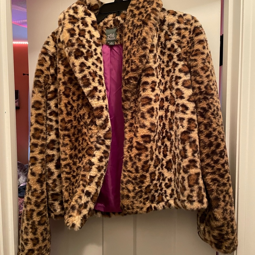 Leopard Print Faux Coat